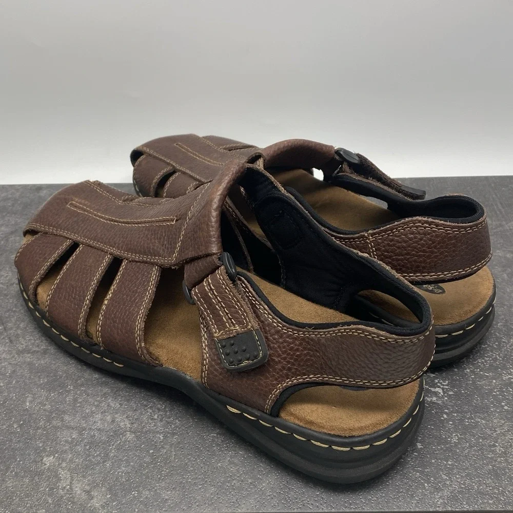 Dr Scholls Gaston Fisherman Sandals Men's US 11‎ M Brown Leather Memory Cool Fit